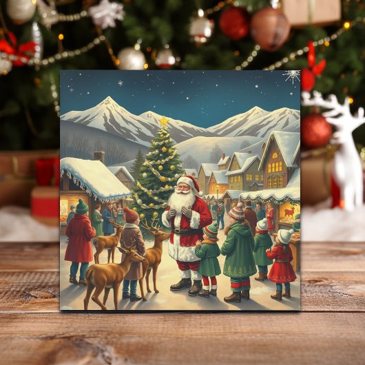 Vintage Christmas Illustration Feestdagenkaart