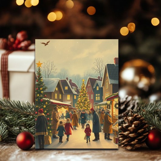 Vintage Christmas Illustration Feestdagenkaart