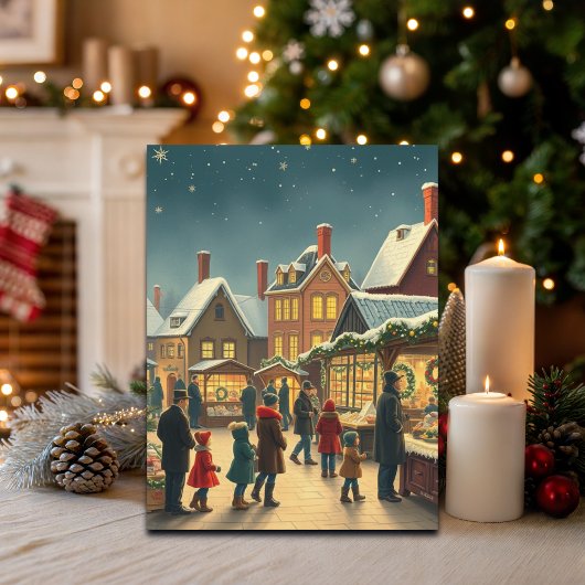 Vintage Christmas Illustration Feestdagenkaart