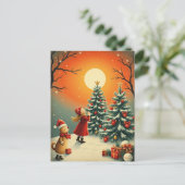Vintage Christmas Illustration Feestdagenkaart (Staand voorkant)