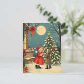 Vintage Christmas Illustration Feestdagenkaart (Staand voorkant)