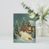 Vintage Christmas Illustration Feestdagenkaart (Staand voorkant)