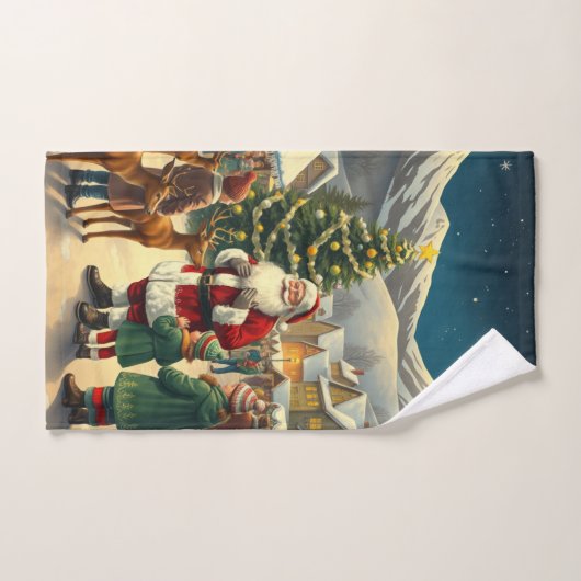 Vintage Christmas Illustration Handdoek (Handdoek)