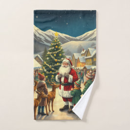 Vintage Christmas Illustration Handdoek