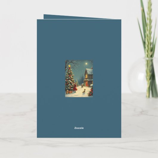 Vintage Christmas Illustration Kaart (Achterkant)