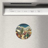 Vintage Christmas Illustration Magneet (Insitu (Vaatwasser))
