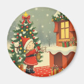 Vintage Christmas Illustration Magneet (Voorkant)