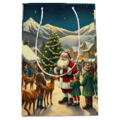 Vintage Christmas Illustration Medium Cadeauzakje (Voorkant)