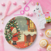 Vintage Christmas Illustration Papieren Bordje (Feest)