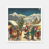 Vintage Christmas Illustration Servet (Voorkant)