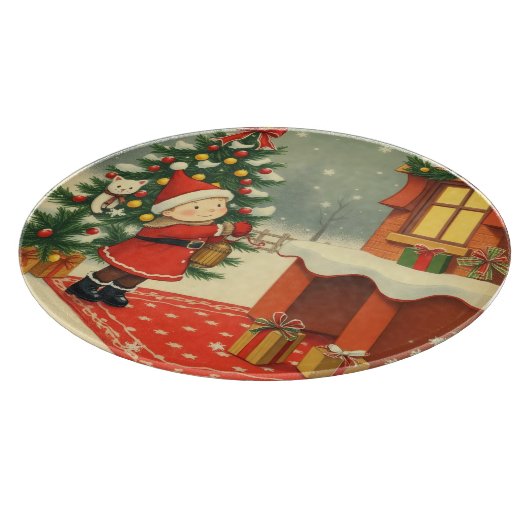 Vintage Christmas Illustration Snijplank (Hoek)