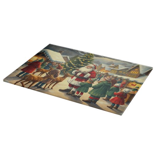 Vintage Christmas Illustration Snijplank (Hoek)