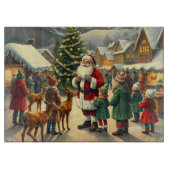 Vintage Christmas Illustration Snijplank (Voorkant)