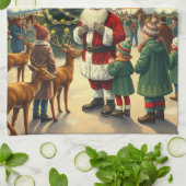 Vintage Christmas Illustration Theedoek (Gevouwen)