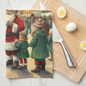 Vintage Christmas Illustration Theedoek (Quarter Fold)