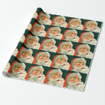 Vintage Christmas, Jolly Retro 50's Santa Claus Cadeaupapier<br><div class="desc">illustratie Kerstvakantie afbeelding met een close-up van een vrolijke 50's retro Santa Claus glimlachend.</div>