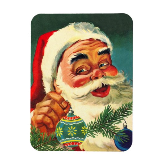 Vintage Christmas, Jolly Retro 50's Santa Claus Magneet (Verticaal)