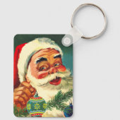 Vintage Christmas, Jolly Retro 50's Santa Claus Sleutelhanger (Achterkant)