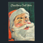 Vintage Christmas, Jolly Retro 50's Santa Claus Theedoek<br><div class="desc">illustratie Kerstvakantie afbeelding met een close-up van een vrolijke 50's retro Santa Claus glimlachend.</div>