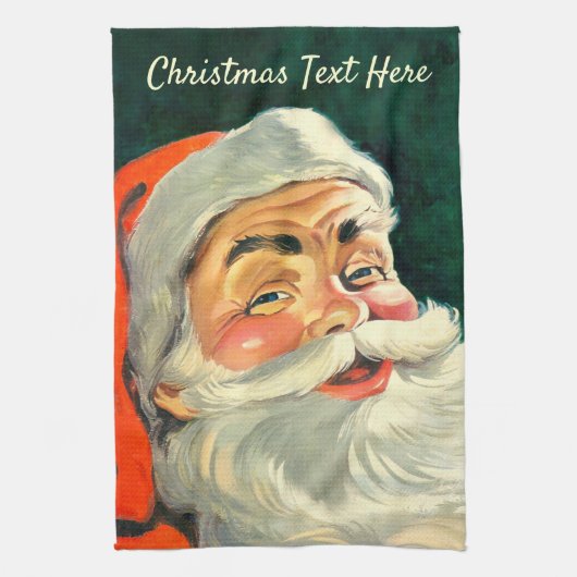 Vintage Christmas, Jolly Retro 50's Santa Claus Theedoek (Verticaal)