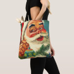 Vintage Christmas, Jolly Retro 50's Santa Claus Tote Bag<br><div class="desc">illustratie Kerstvakantie afbeelding met een close-up van een vrolijke jaren 50 retro Kerstman glimlachen en het houden van glazen bol kerstversieringen met een traditionele retro ontwerp.</div>