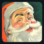 Vintage Christmas, Jolly Retro 50's Santa Claus Vierkante Sticker<br><div class="desc">illustratie Kerstvakantie afbeelding met een close-up van een vrolijke 50's retro Santa Claus glimlachend.</div>