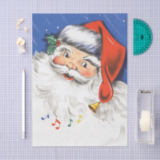 Vintage Christmas, Jolly Santa Claus with Music Tissuepapier (Craft)