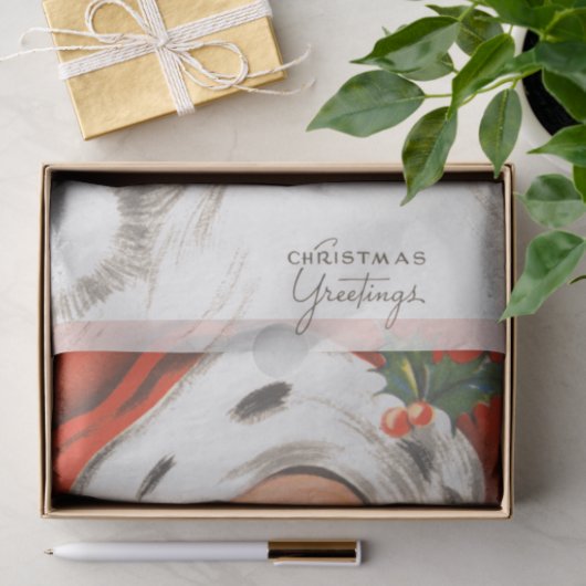 Vintage Christmas, Jolly Santa Claus with Smile Tissuepapier (Geschenk)