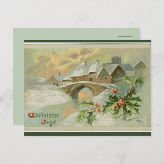 Vintage Christmas Joys Winter Scene Briefkaart (Voorkant / Achterkant)