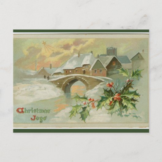 Vintage Christmas Joys Winter Scene Briefkaart (Voorkant)