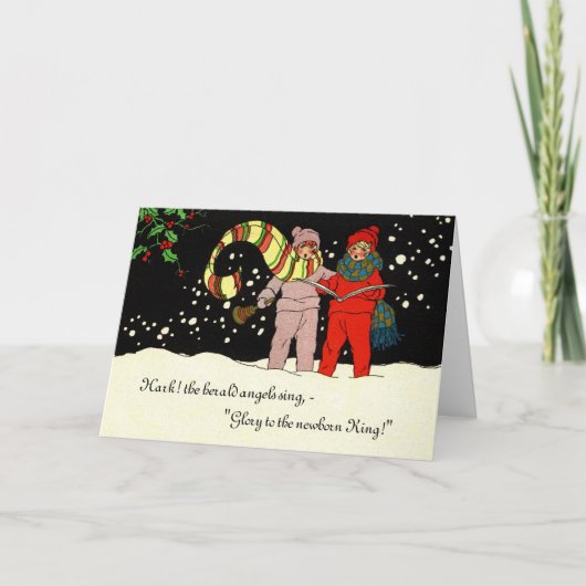 Vintage Christmas Kaart Carolers (Voorkant)