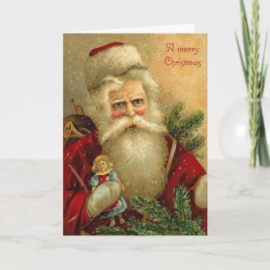 Vintage Christmas Kaart Santa (Voorkant)