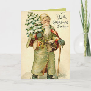 Vintage Christmas Kaart Santa