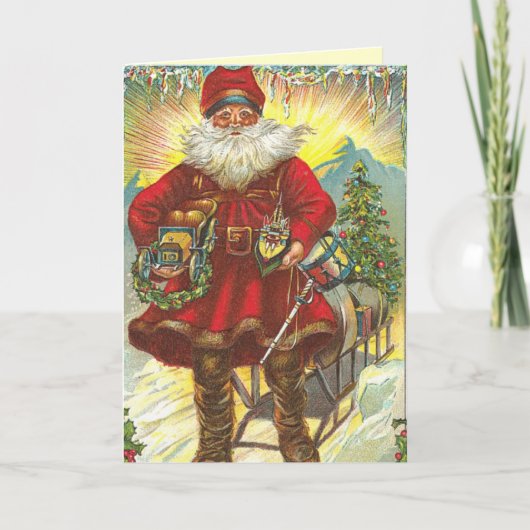 Vintage Christmas Kaart Santa (Voorkant)