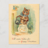 Vintage Christmas Kitten Briefkaart (Voorkant)