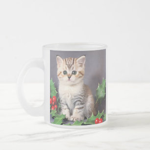 Vintage Christmas Kitten en Holly Matglas Koffiemok