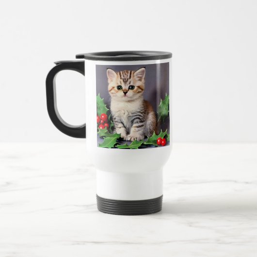 Vintage Christmas Kitten en Holly Reisbeker (Links)
