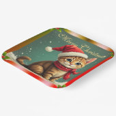 Vintage Christmas Kitten Merry Christmas Papieren Bordje (Gebogen)