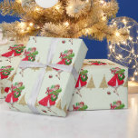 Vintage Christmas Lady Cadeaus Rood Groen Goud Cadeaupapier<br><div class="desc">Kerstmis zoals het er uitzag in de jaren vijftig met dit retrospectief kunstwerk van een dame die allemaal gekleed was in een roze jurk in rood.</div>