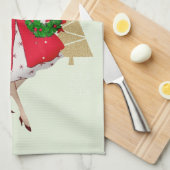 Vintage Christmas Lady Cadeaus Rood Groen Goud Theedoek (Quarter Fold)