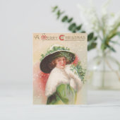 Vintage Christmas Lady Holiday briefkaart (Staand voorkant)