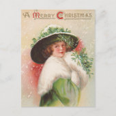 Vintage Christmas Lady Holiday briefkaart (Voorkant)