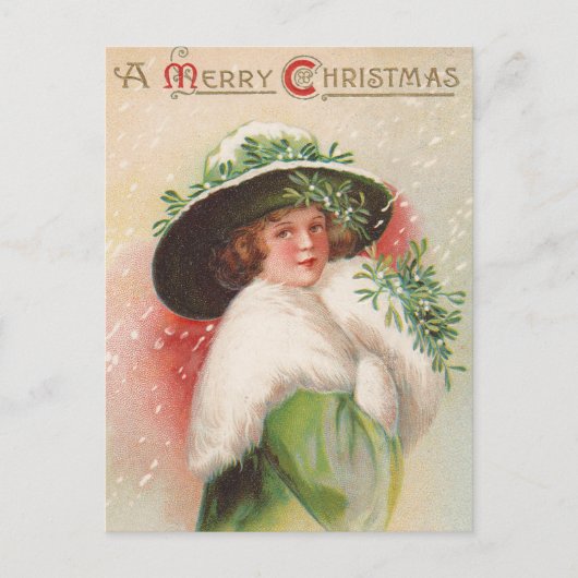 Vintage Christmas Lady Holiday briefkaart (Voorkant)