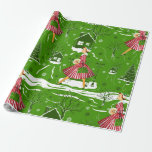 Vintage Christmas Lady Snowflakes jaren 1950 Cadeaupapier<br><div class="desc">Kerstmis,  Kerstmis Pinup,  Vintage Kerstmis,  Retro Kerstmis,  1950s Kerstmis,  ,  Retro,  Rockabilly,  1950s,   vrouw,  jaren 1950s vrouw,  Pinup,  Pin Up</div>