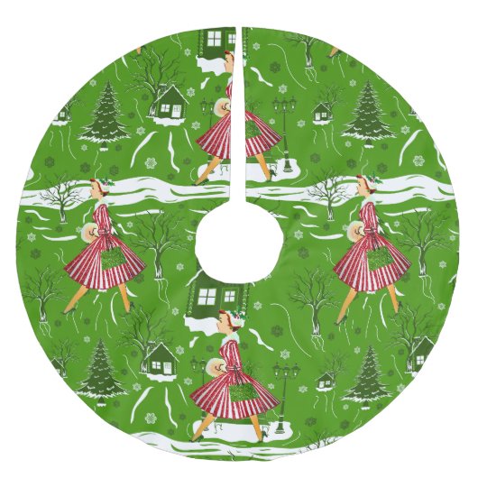 Vintage Christmas Lady Snowflakes jaren 1950 Kerstboom Rok (Voorkant)