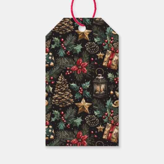 Vintage Christmas Lanterns Cadeaulabel (Voorkant)