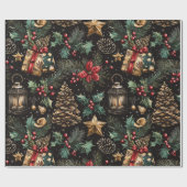 Vintage Christmas Lanterns Cadeaupapier (Vlak)