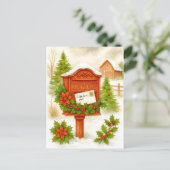 Vintage Christmas Letters Cozy Winter Postcard Feestdagenkaart (Staand voorkant)
