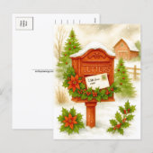 Vintage Christmas Letters Cozy Winter Postcard Feestdagenkaart (Voorkant / Achterkant)