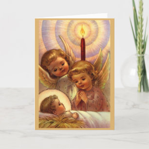 Vintage Christmas - Little Angels & Baby Jesus, Feestdagen Kaart